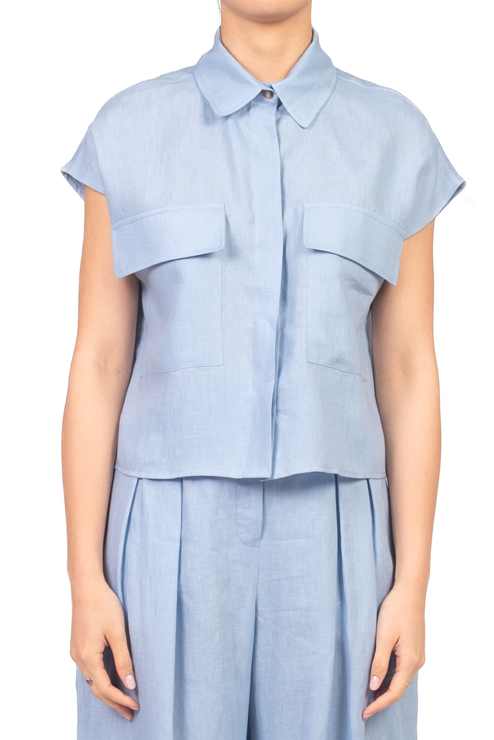 Tensione In - Camicia smanicata in lino Art. 26C5029