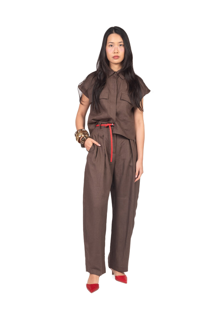 Tensione In - Pantalone in lino con pinces Art. 26P4950