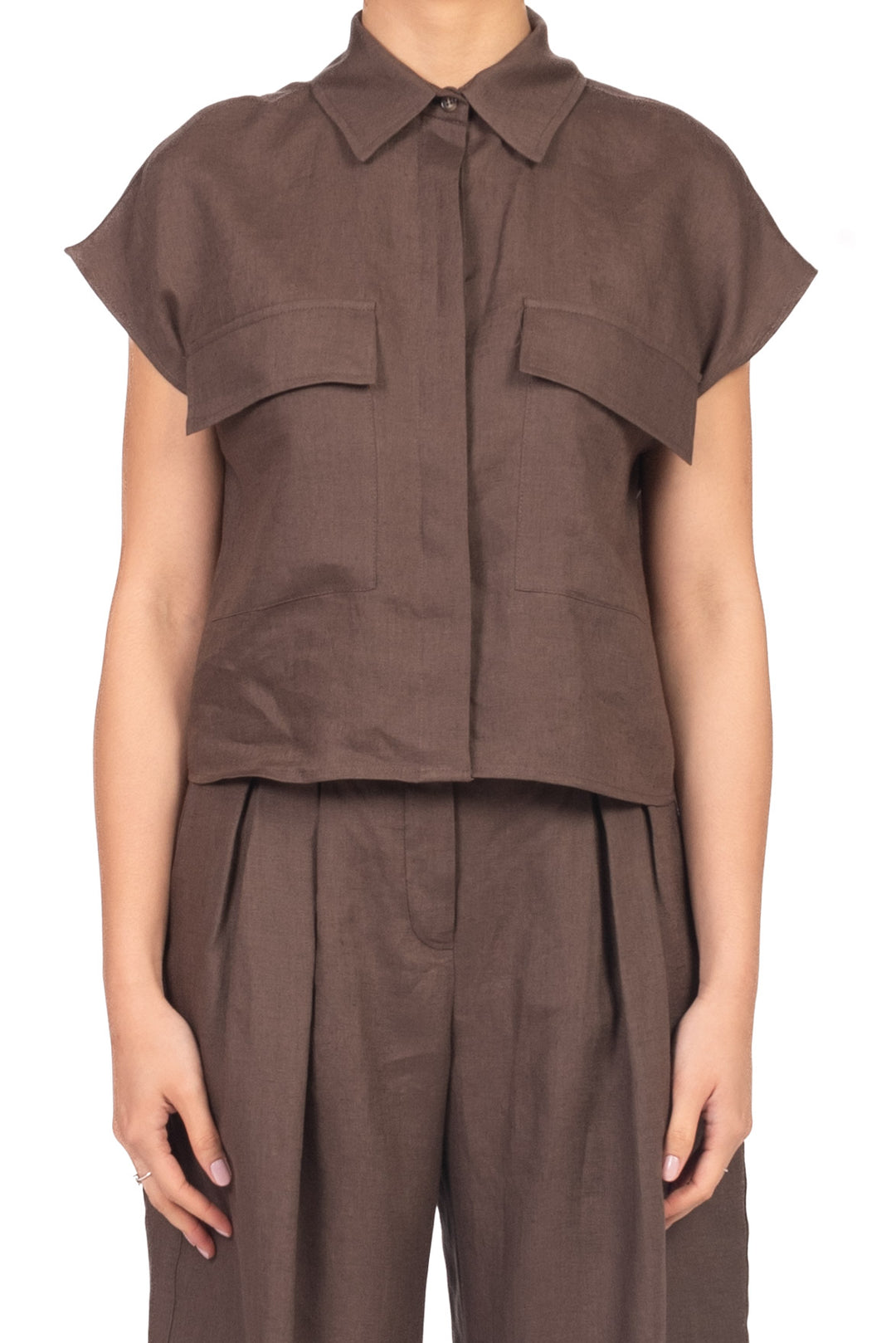 Tensione In - Camicia smanicata in lino Art. 26C5029