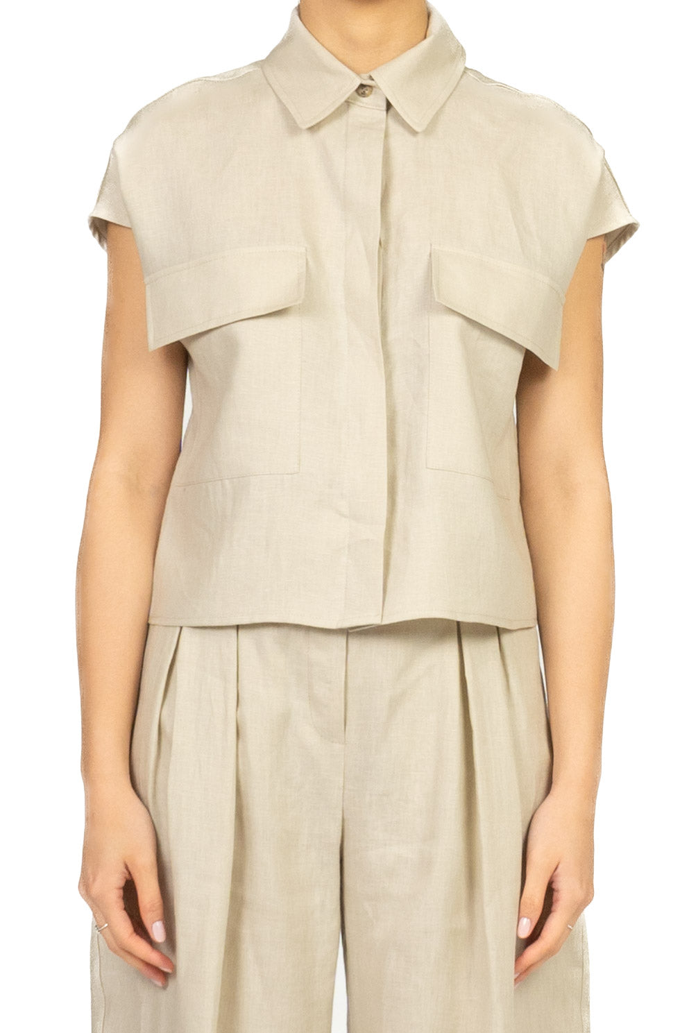 Tensione In - Camicia smanicata in lino Art. 26C5029