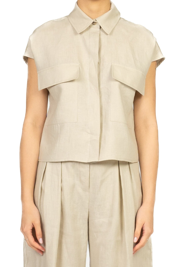 Tensione In - Camicia smanicata in lino Art. 26C5029
