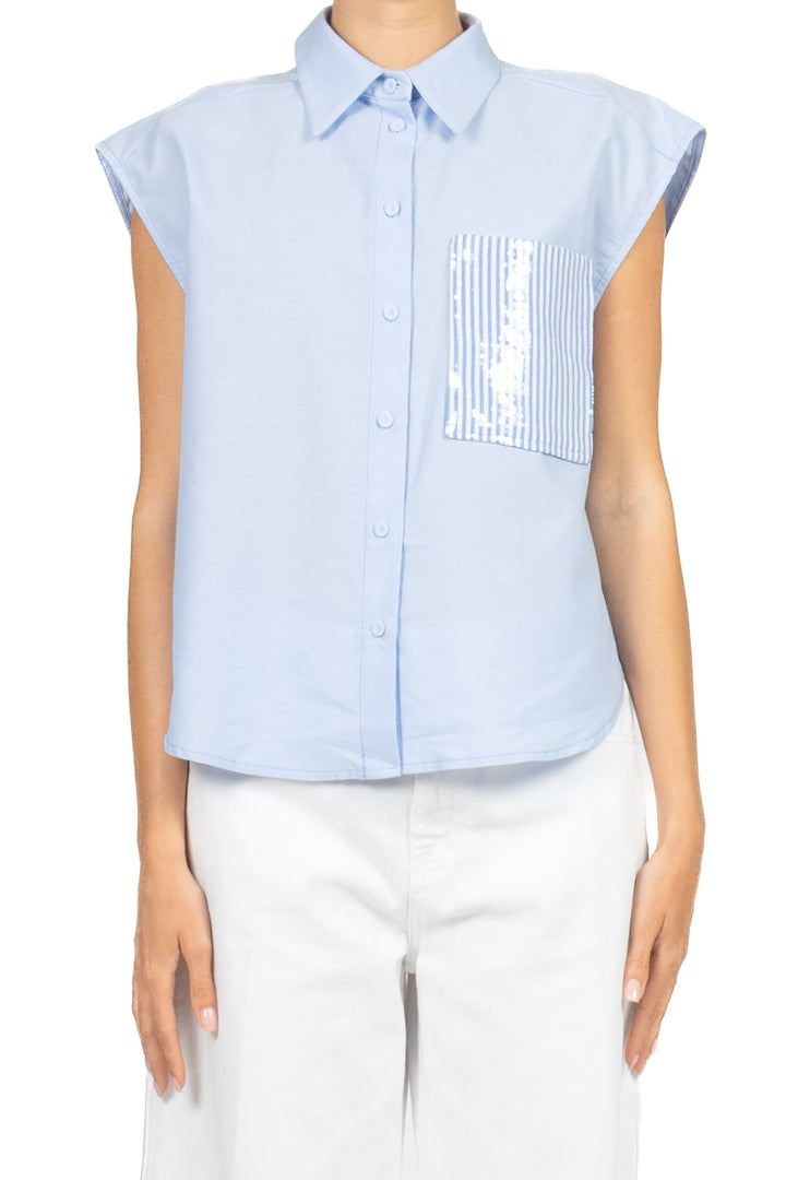 Tensione In - Camicia smanicata taschino rigato Art. S26CF40