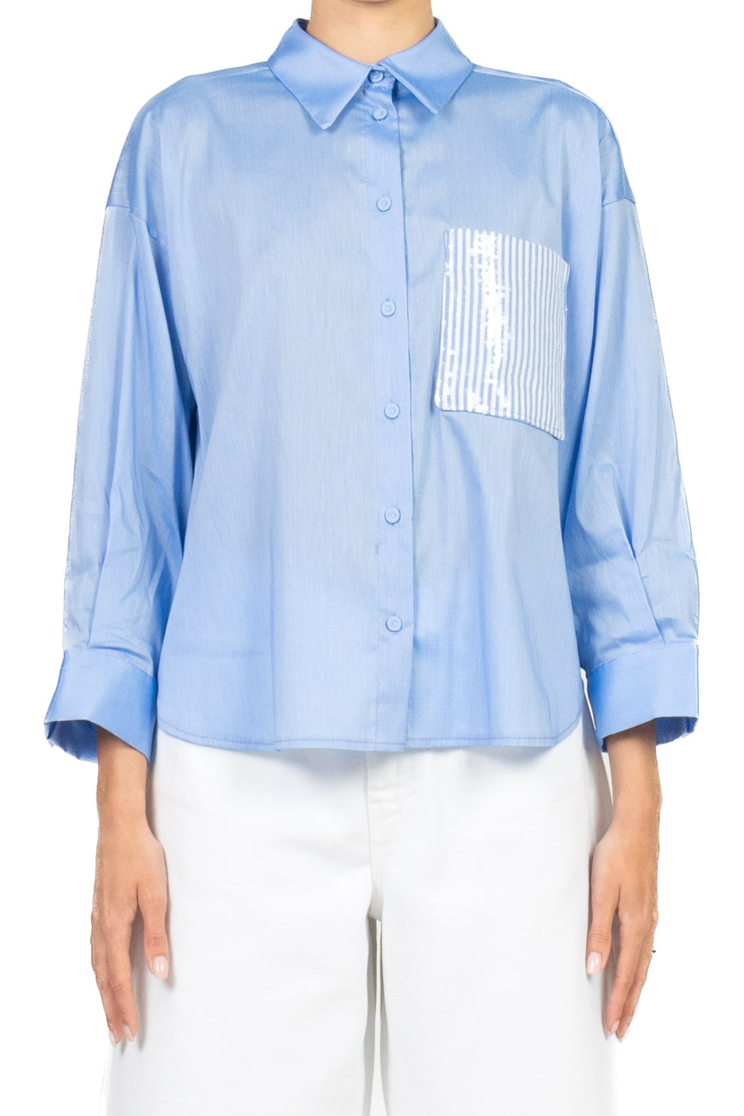 Tensione In - Camicia taschino rigato paillettes Art. S26CF26