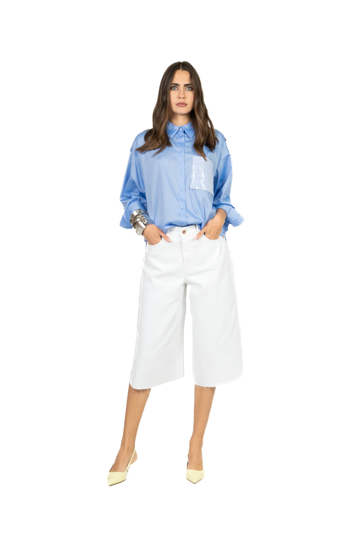 Tensione In - Camicia taschino rigato paillettes Art. S26CF26