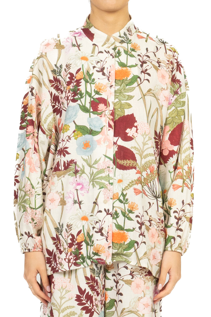Tensione In - Camicia floreale misto lino Art. 39306