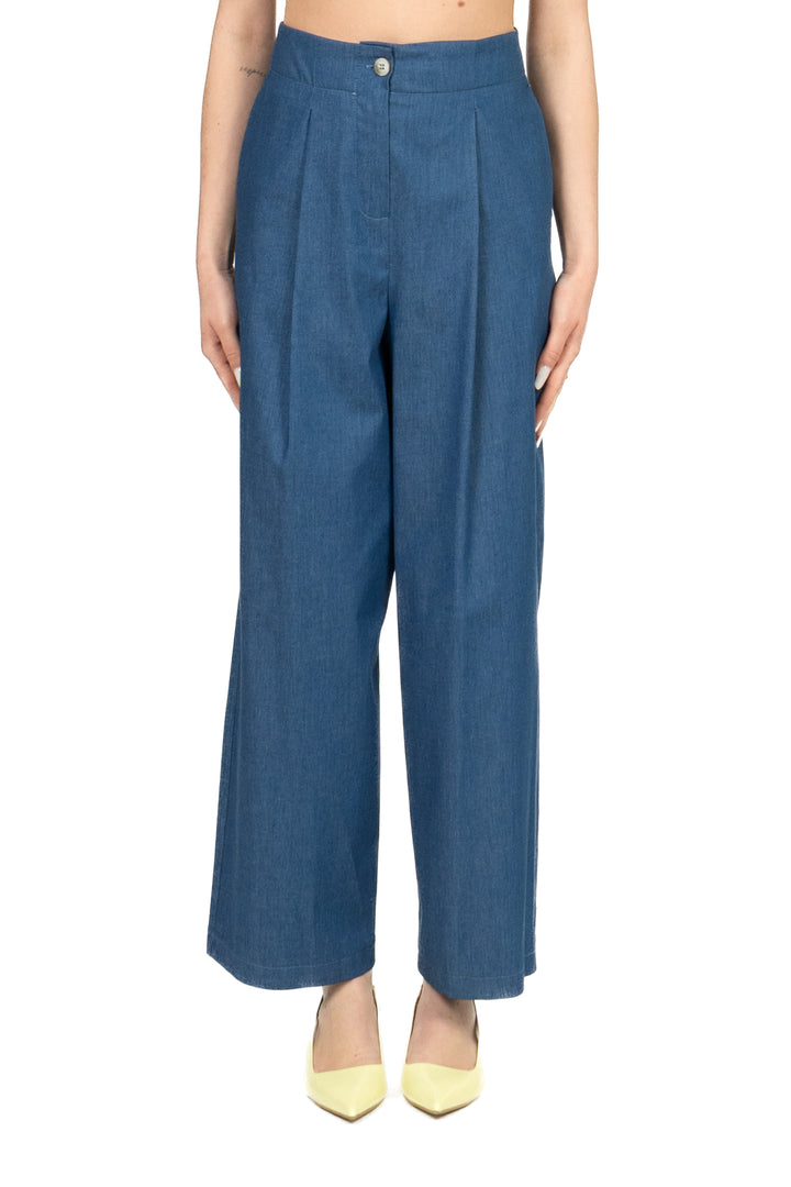 Tensione In - Pantalone chambray con pinces Art. 26P5036