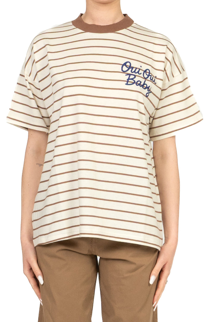 Vicolo - T-Shirt over rigata con stampa Art. RAB0838