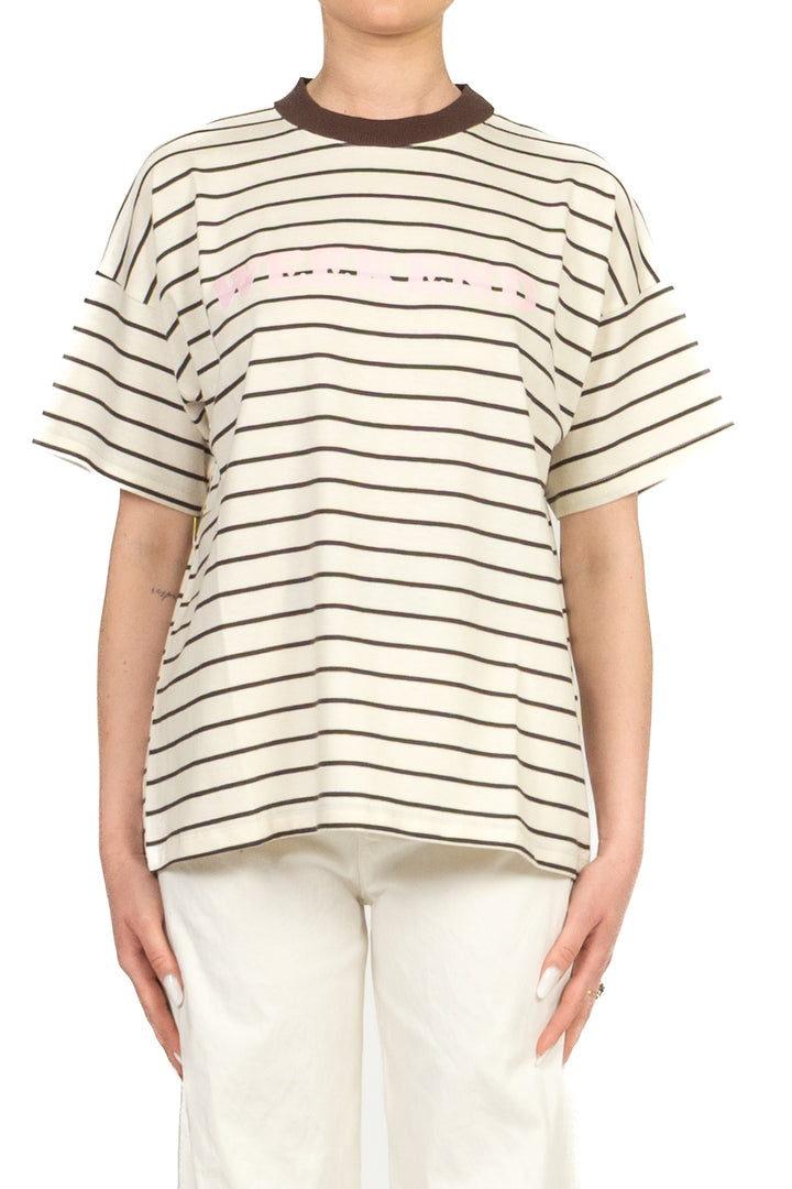 Vicolo - T-Shirt over rigata con stampa Art. RAB0805
