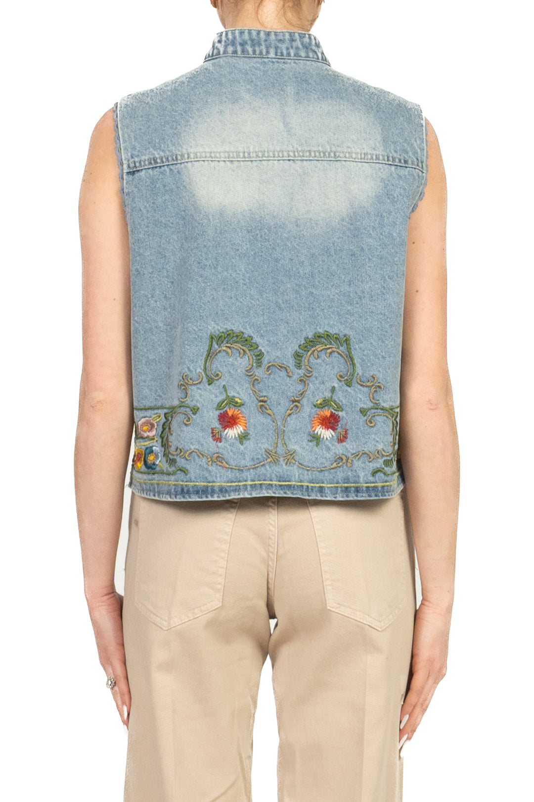 Tensione In - Gilet jeans ricamato Art. 39304