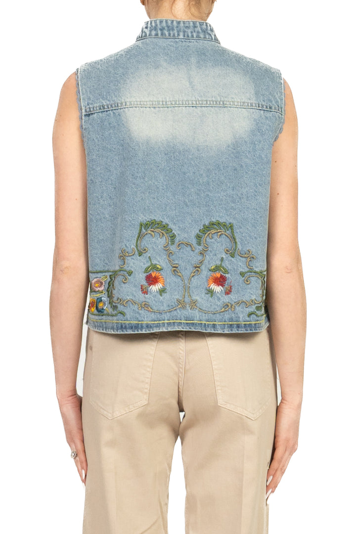 Tensione In - Gilet jeans ricamato Art. 39304