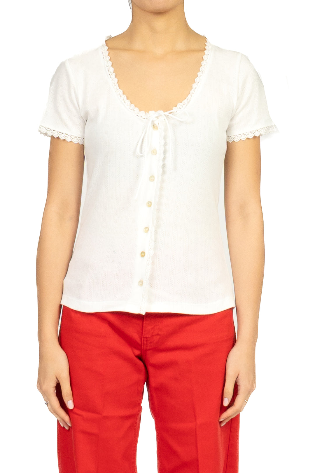 Tensione In - T-shirt lavorata con bottoncini Art. 39069