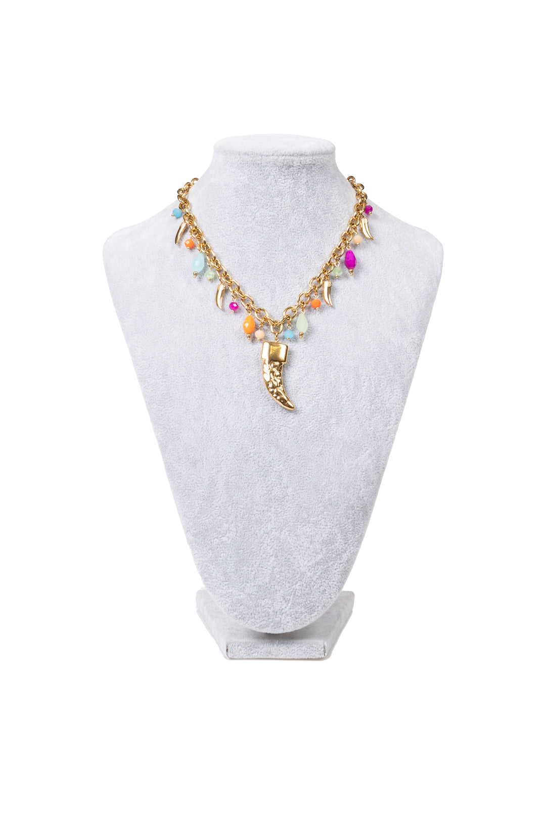 Upper - Collana catena charm perline e corno
