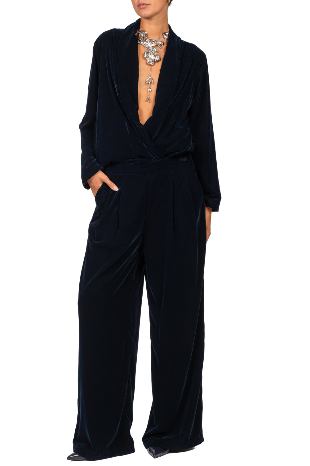 Wu'Side - Pantalone palazzo ciniglia Art. 25776