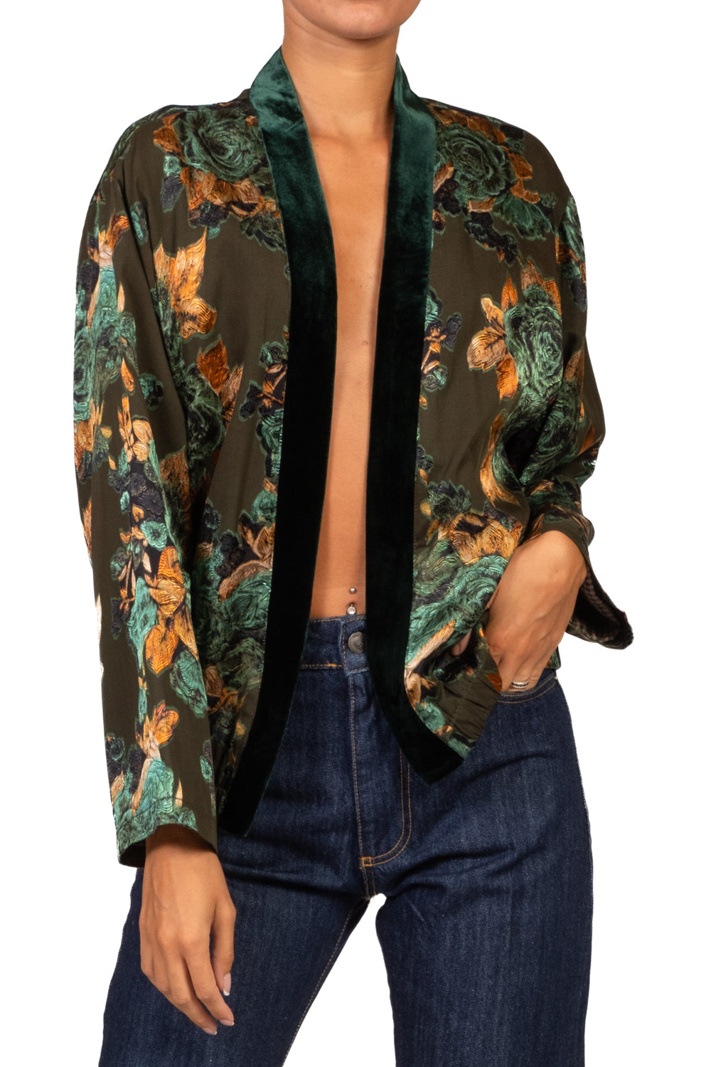Wu'Side - Giacca bomber floreale profilo ciniglia Art. 26698