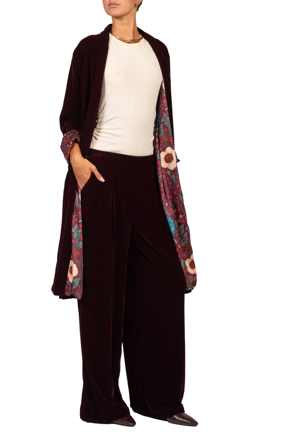 Wu'Side - Pantalone palazzo ciniglia Art. 25776