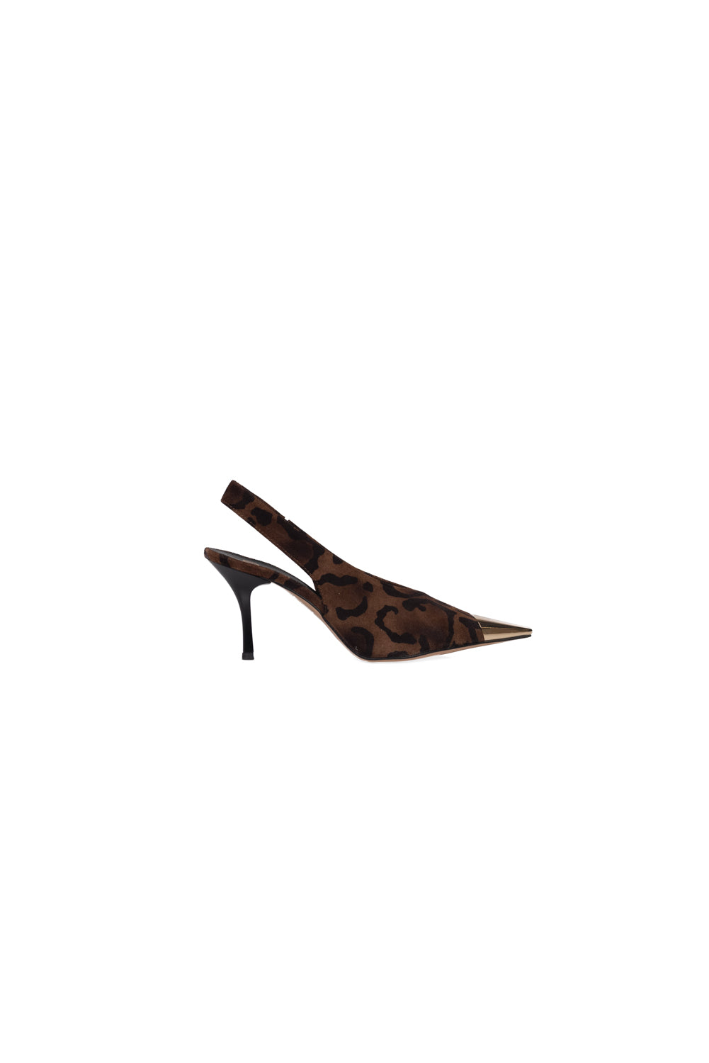 Divine Follie - Slingback maculata punta metallica  Art. POL04/40 CAMOSCIO
