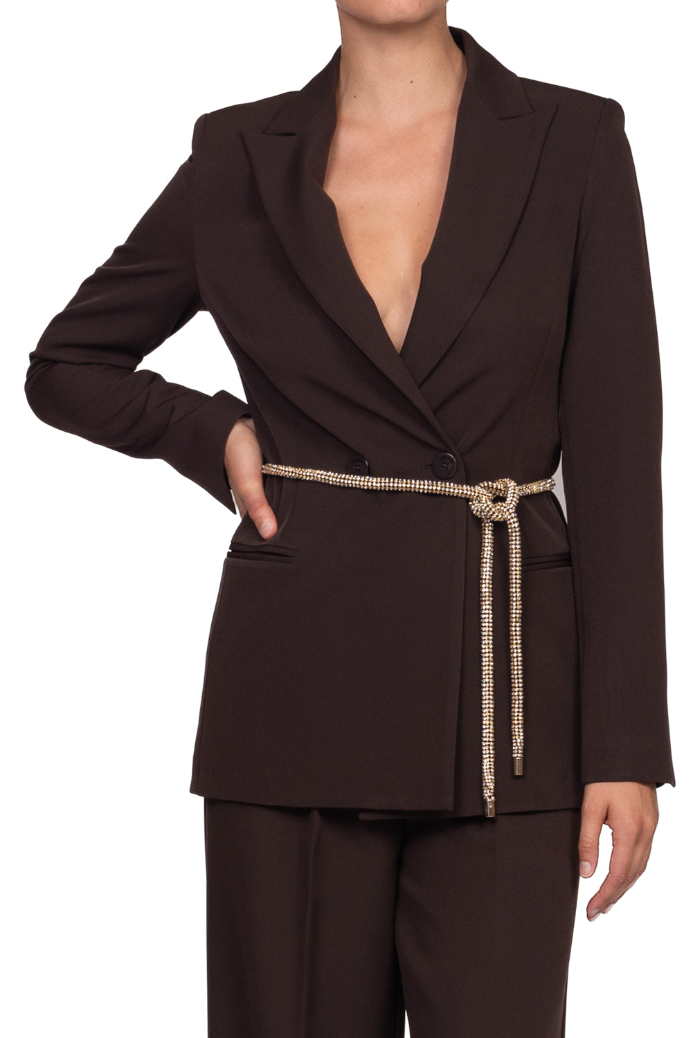 Imperial - Giacca doppio petto con cintura strass Art. JCE0MJW
