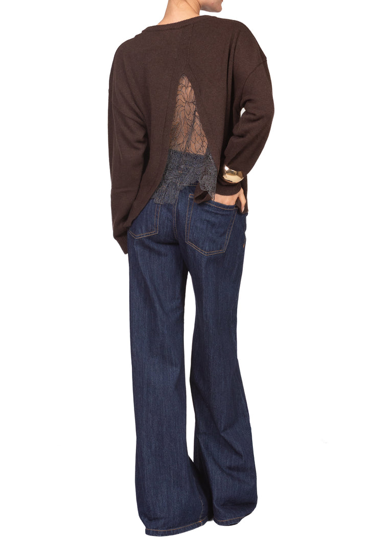 Vicolo - Maglia scollo posteriore con pizzo Art. 7AC7125
