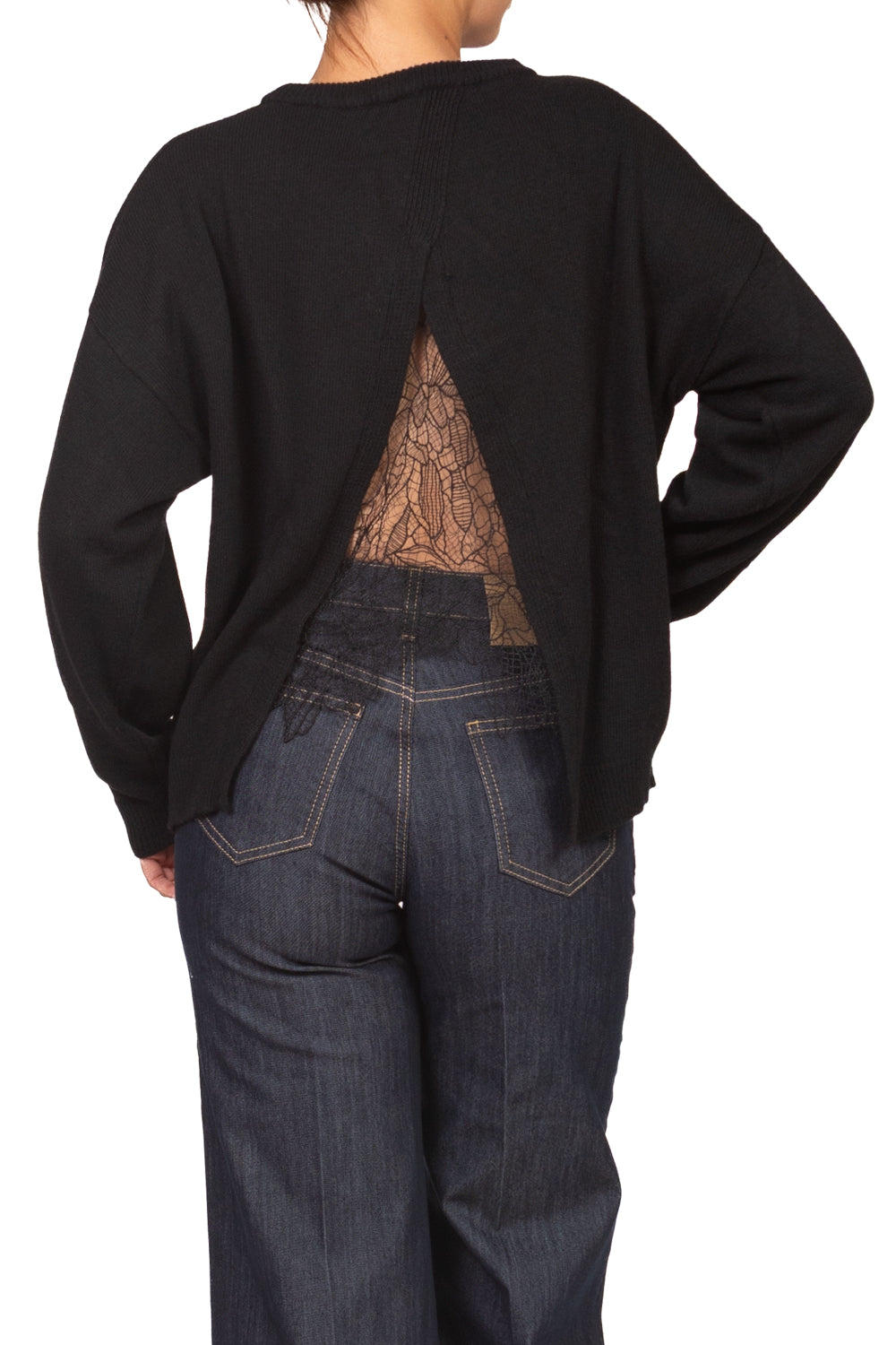 Vicolo - Maglia scollo posteriore con pizzo Art. 7AC7125