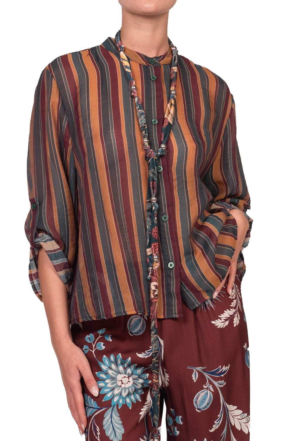 Have One - Camicia rigata  con collana Art. CVS-R068