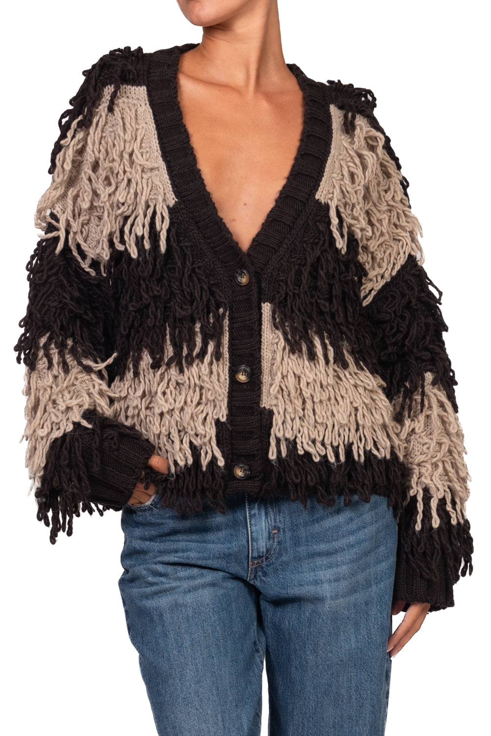 Vicolo - Cardigan rigato con frange Art. 3AC3039