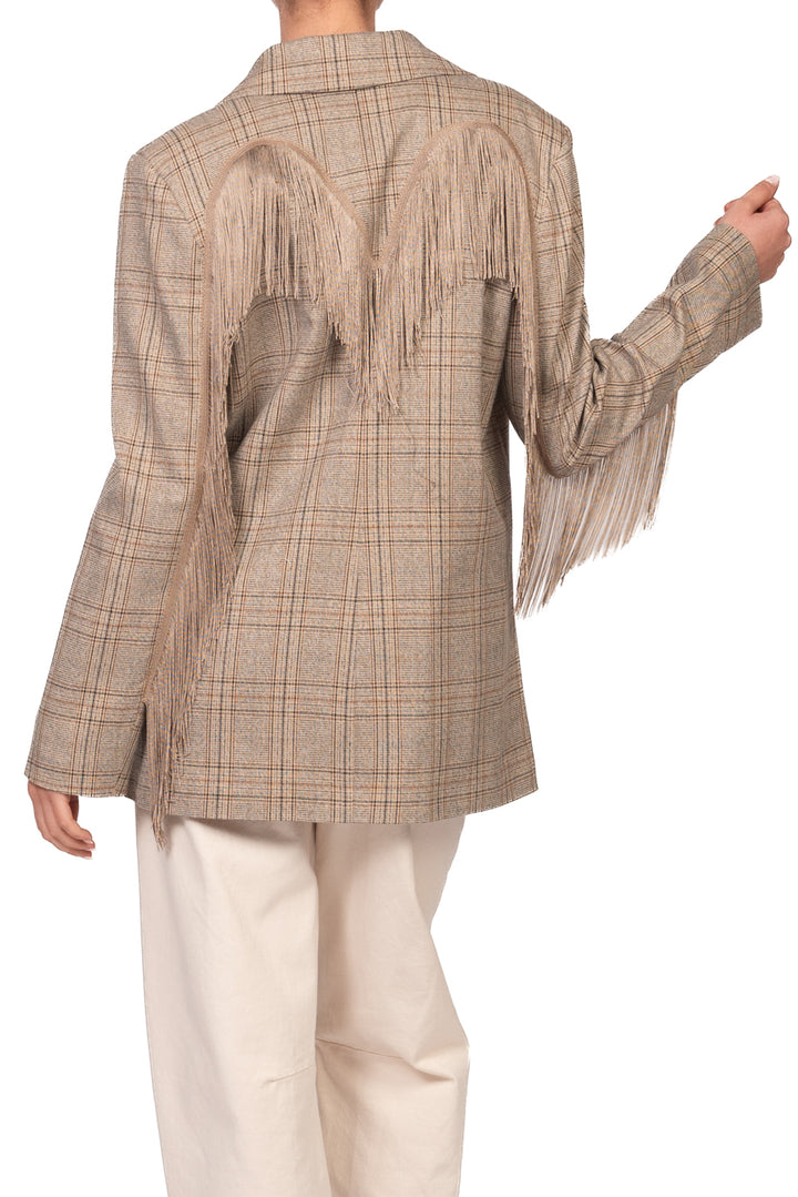 Tensione In - Giacca check con frange posteriori Art. 27B6148