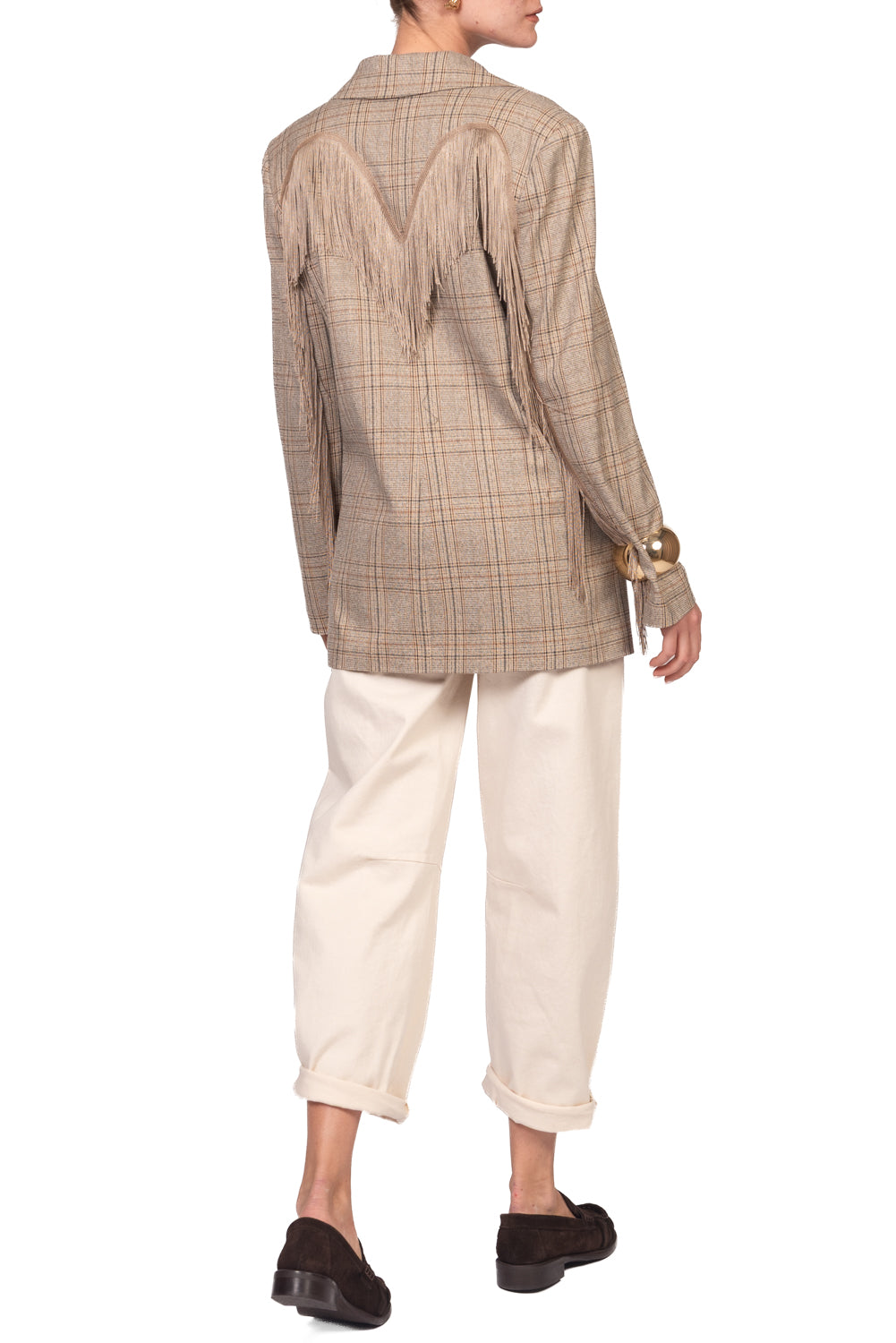 Tensione In - Giacca check con frange posteriori Art. 27B6148