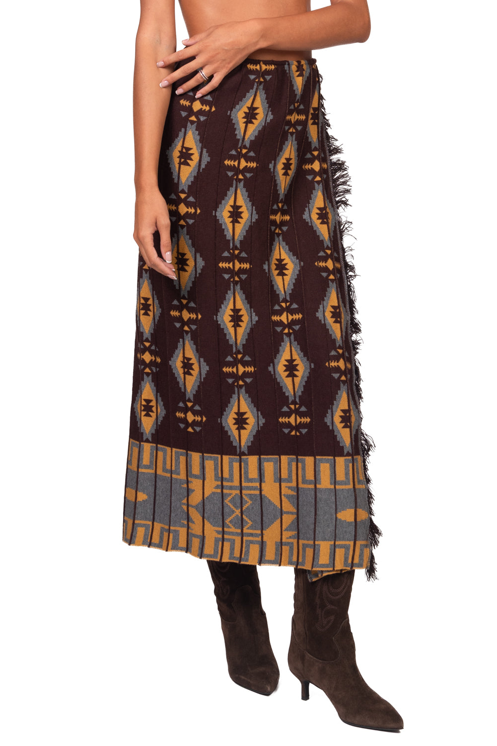 Tensione In - Gonna in tricot fantasia etnica Art. W6HMS07A465