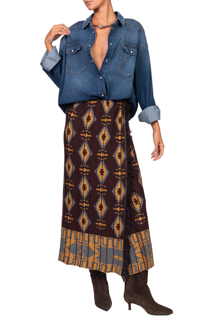 Tensione In - Gonna in tricot fantasia etnica Art. W6HMS07A465