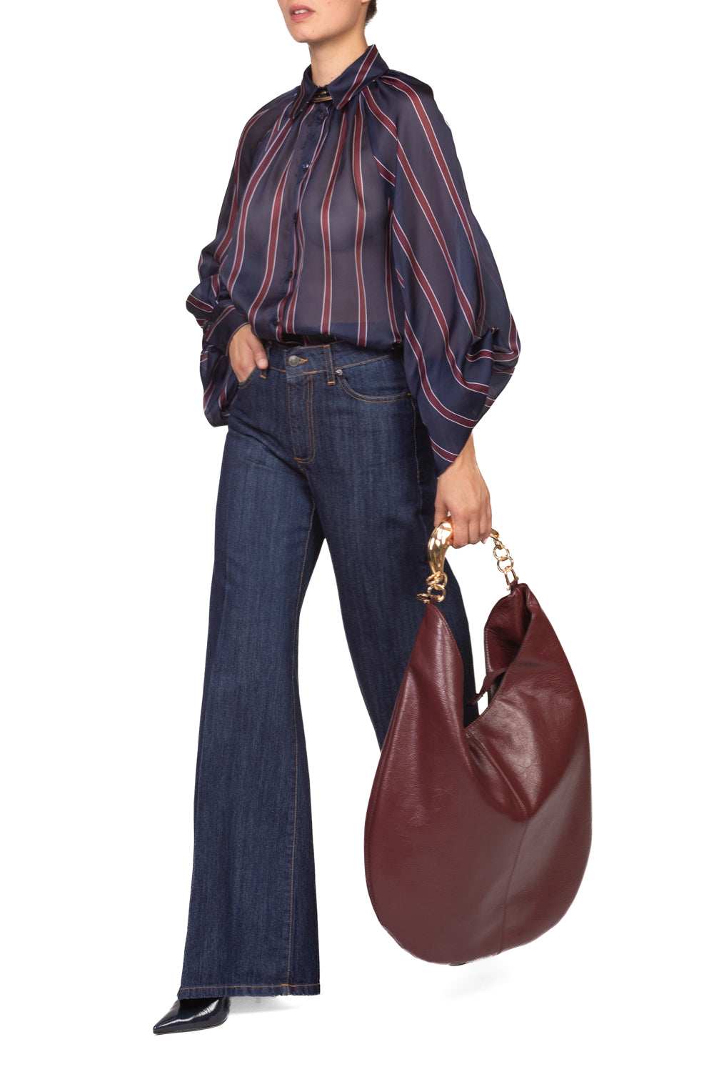 Tensione In - Camicia rigata con manica palloncino Art. 27C6245