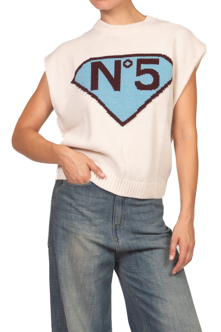 Tensione In - Gilet misto lana stampa N5 Art. W6HMT11A400