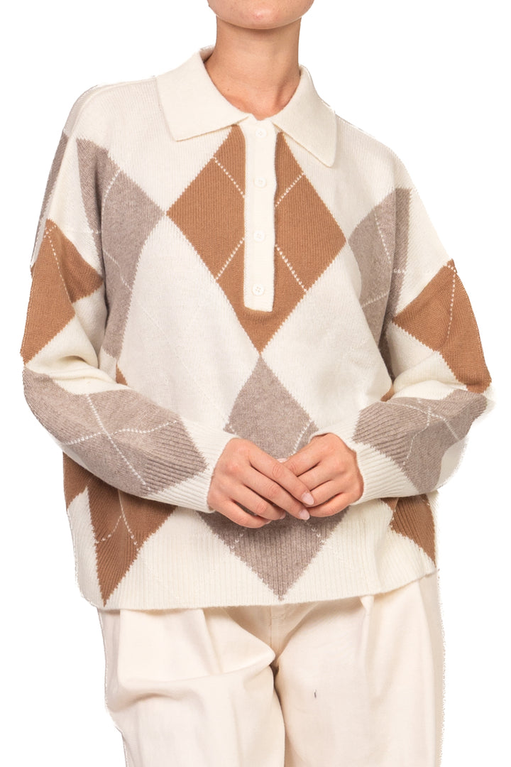 Tensione In - Maglia polo con rombi in lana Art. WL7119-R-AI26