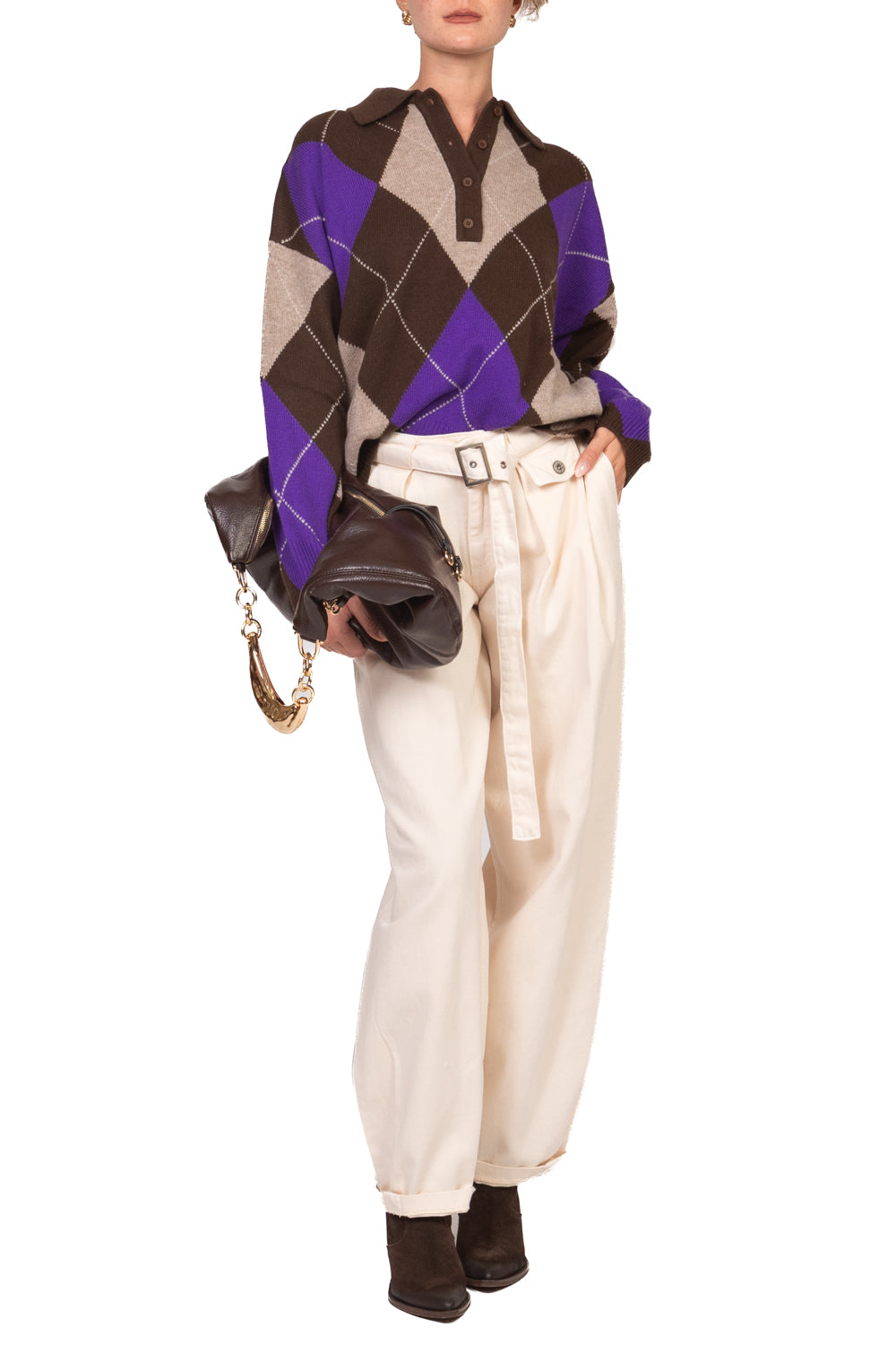 Tensione In - Maglia polo con rombi in lana Art. WL7119-R-AI26