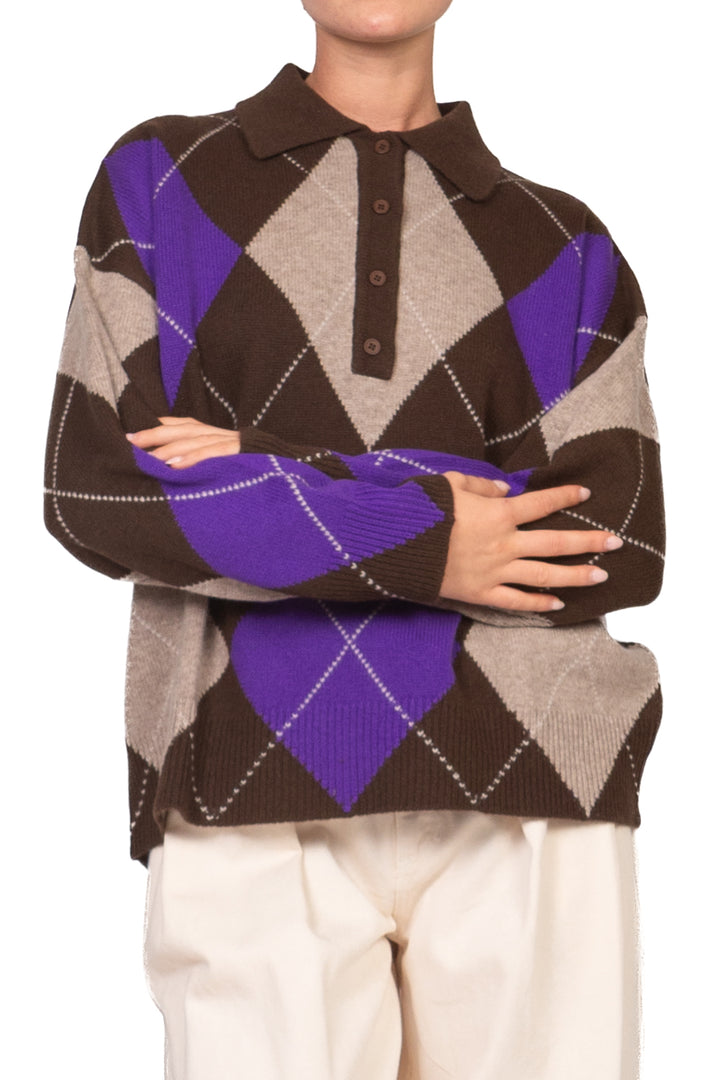 Tensione In - Maglia polo con rombi in lana Art. WL7119-R-AI26