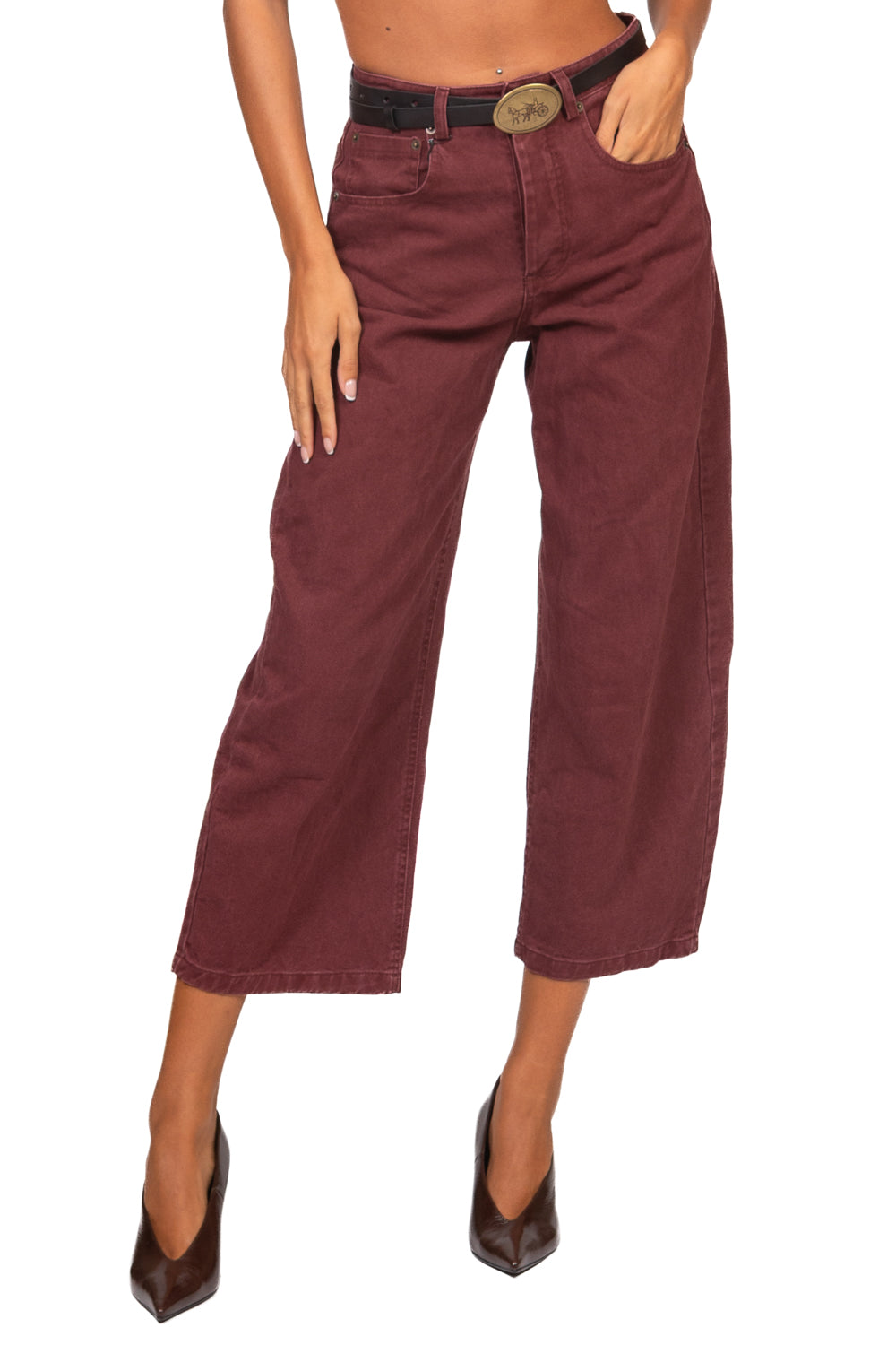 Tensione In - Pantalone barrel crop con cinta Art. W26P496