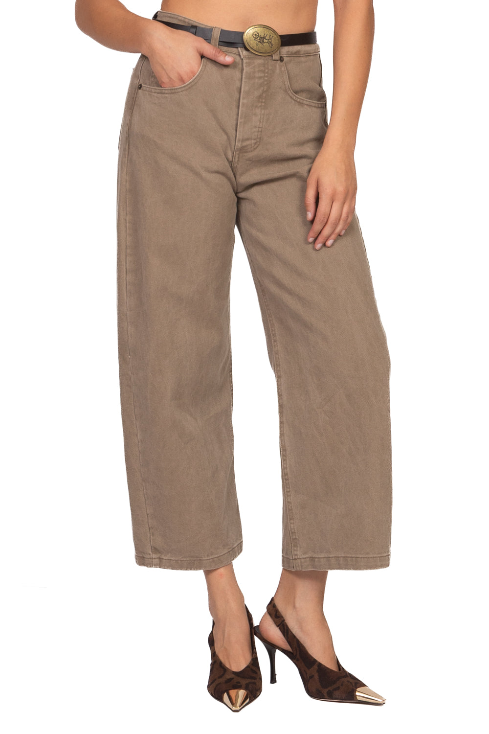 Tensione In - Pantalone barrel crop con cinta Art. W26P496