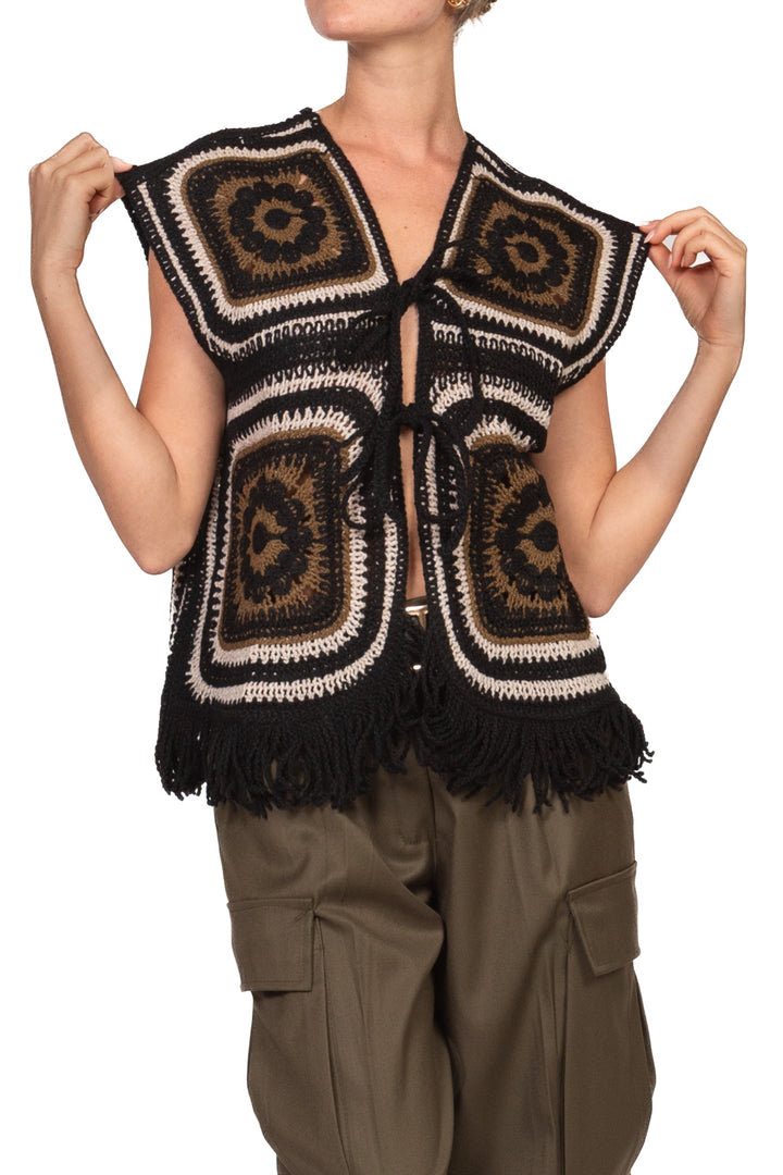 Vicolo - Gilet crochet con frange Art. 3AC3042