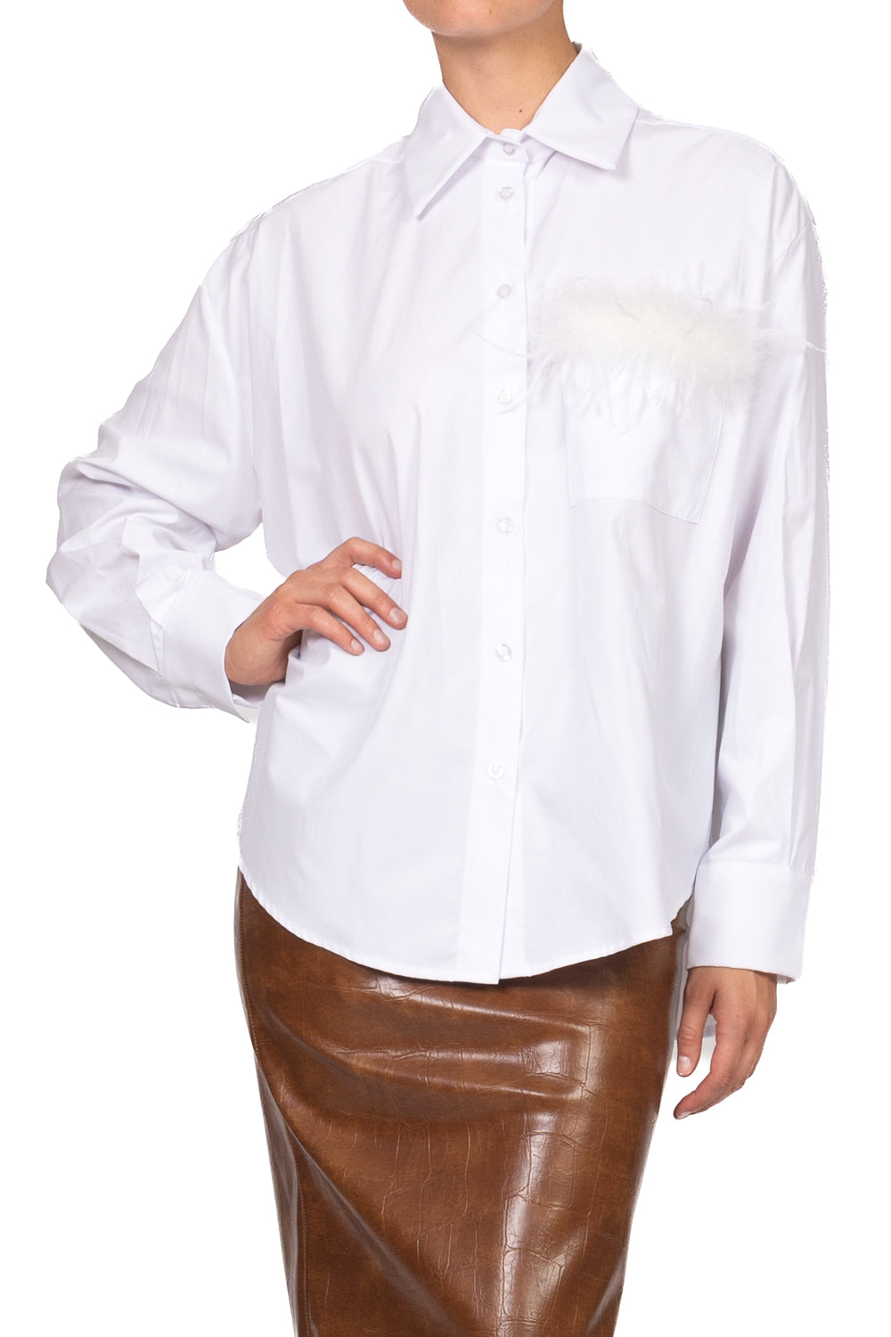 Tensione In - Camicia over con taschino piuma Art. FW260054