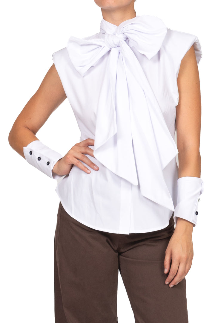 Tensione In - Camicia smanicata con fiocco e polsini Art. FW260052