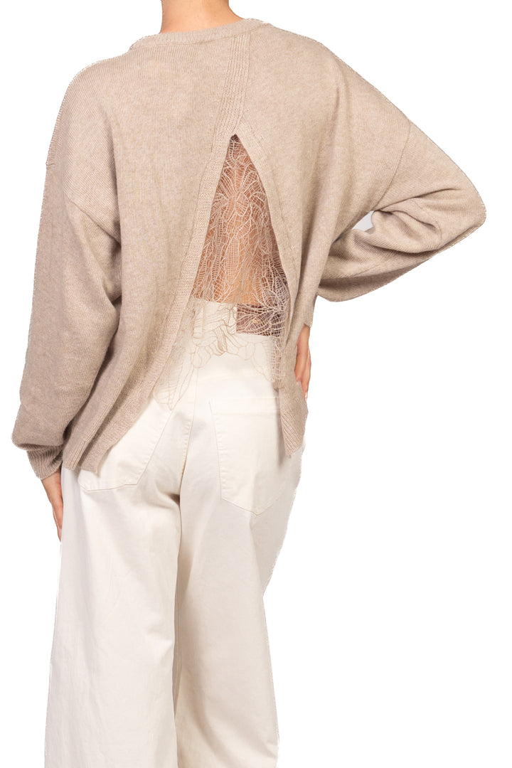 Vicolo - Maglia scollo posteriore con pizzo Art. 7AC7125