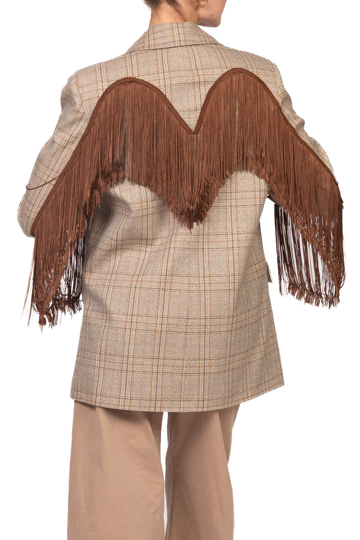 Tensione In - Giacca check con frange posteriori Art. 27B6148