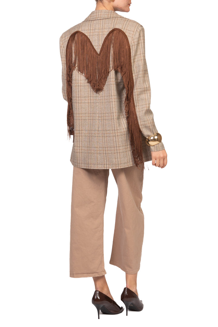 Tensione In - Giacca check con frange posteriori Art. 27B6148