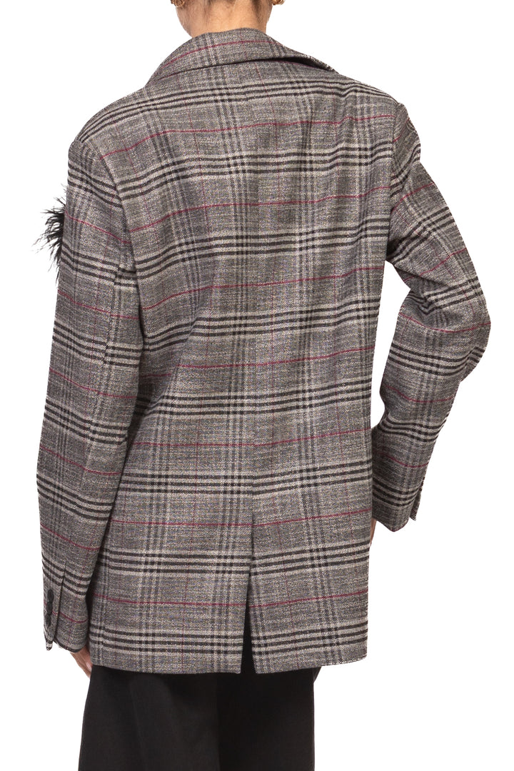 Tensione In - Giacca check con spilla piuma Art. 40410