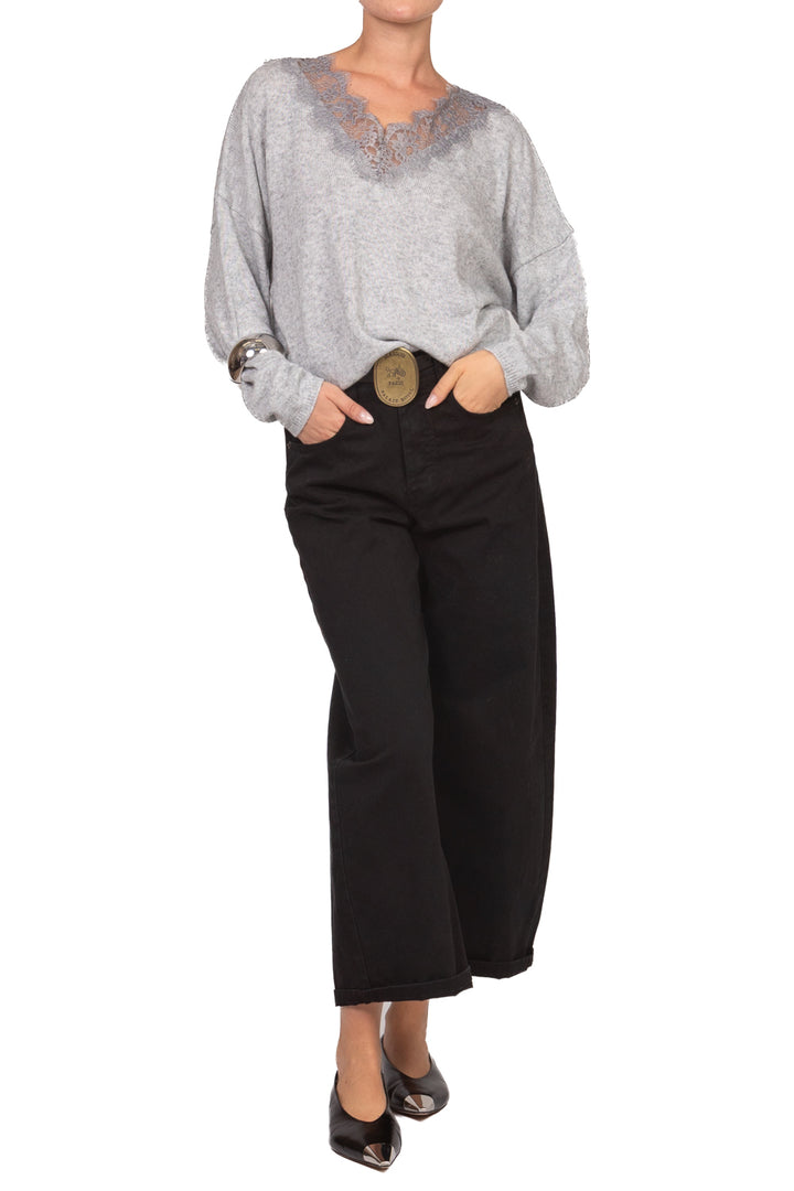 Vicolo - Maglia scollo v in pizzo Art. 7AC7123