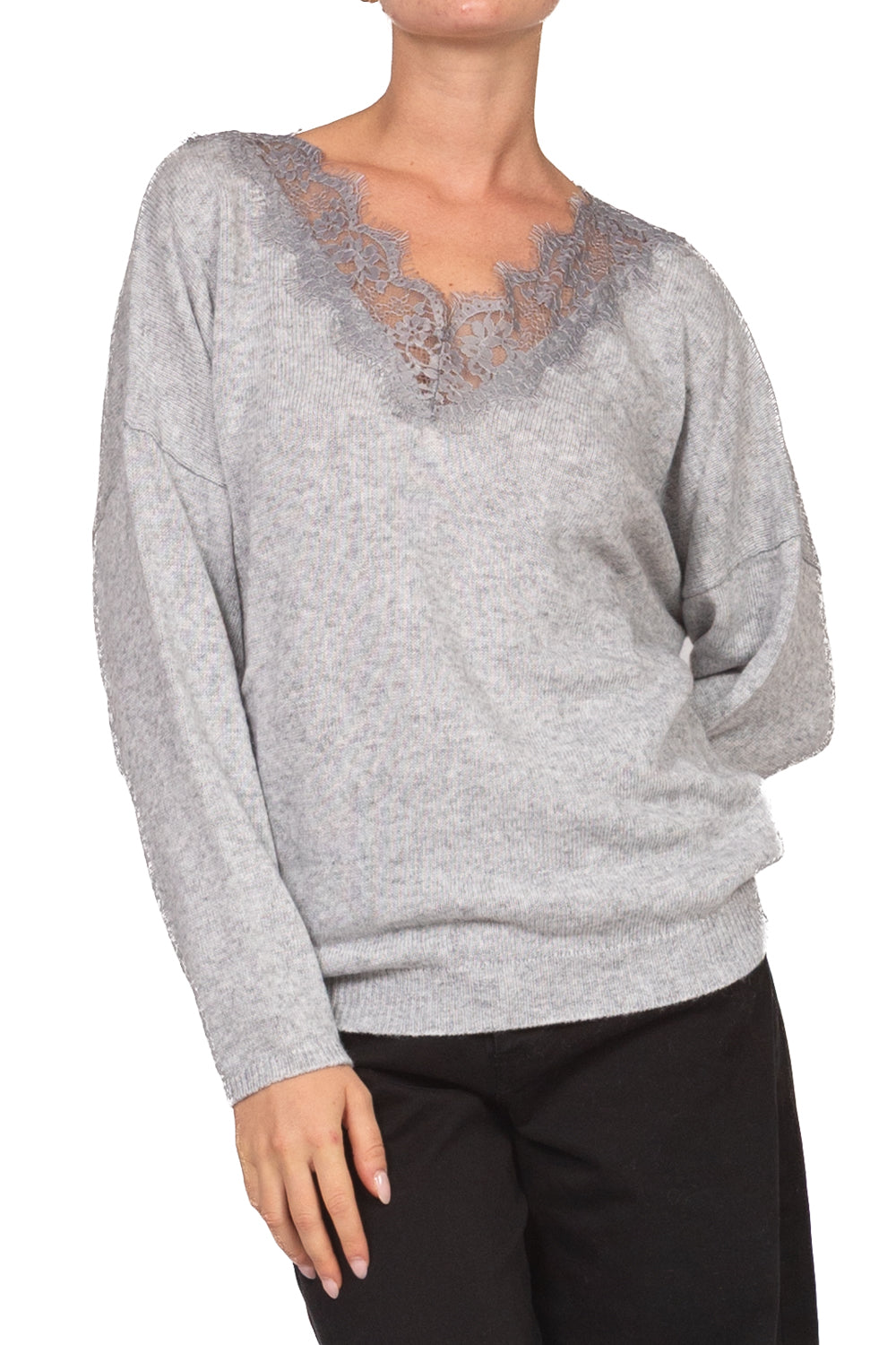 Vicolo - Maglia scollo v in pizzo Art. 7AC7123