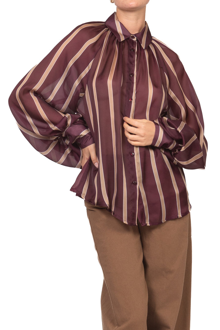 Tensione In - Camicia rigata con manica palloncino Art. 27C6245