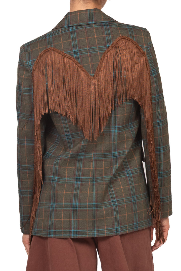 Tensione In - Giacca check con frange posteriori Art. 27B6247