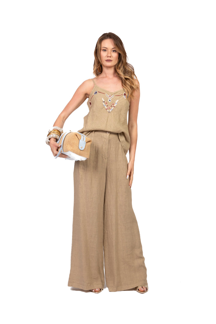 Vicolo - Top in lino con ricamo Art. TAB2624