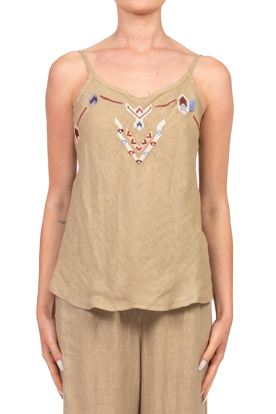 Vicolo - Top in lino con ricamo Art. TAB2624