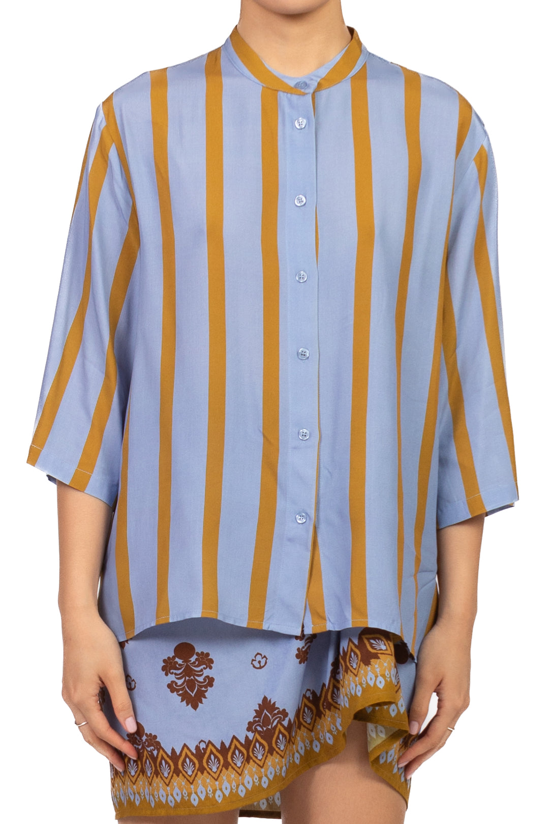 Dixie - Camicia rigata collo coreano Art. CFRN1ZB
